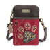 Paw Print Dazzled Cellphone Crossbody in Burgundy by Chala