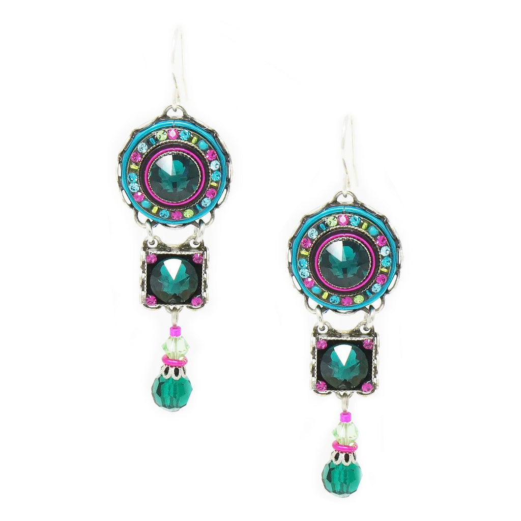 Emerald La Dolce Vita 3 Tier Earrings by Firefly Jewelry