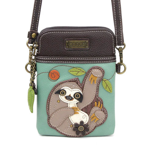 Sloth Cellphone Crossbody in Teal