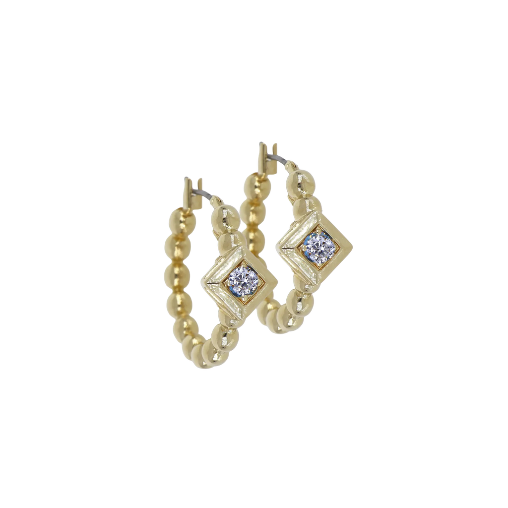 Beaded Collection Diamond Shape Stone Hoop Earrings by John Medeiros