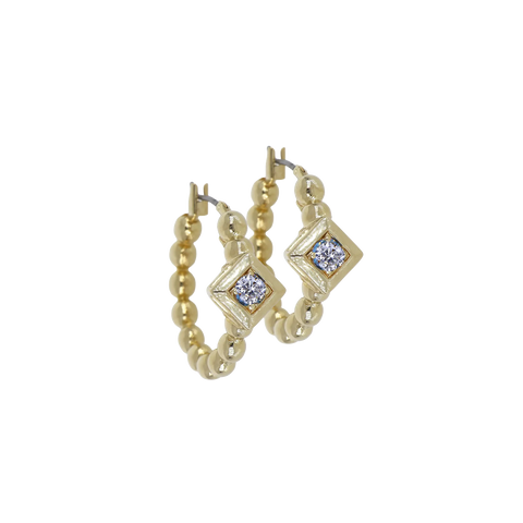 Beaded Collection Diamond Shape Stone Hoop Earrings by John Medeiros