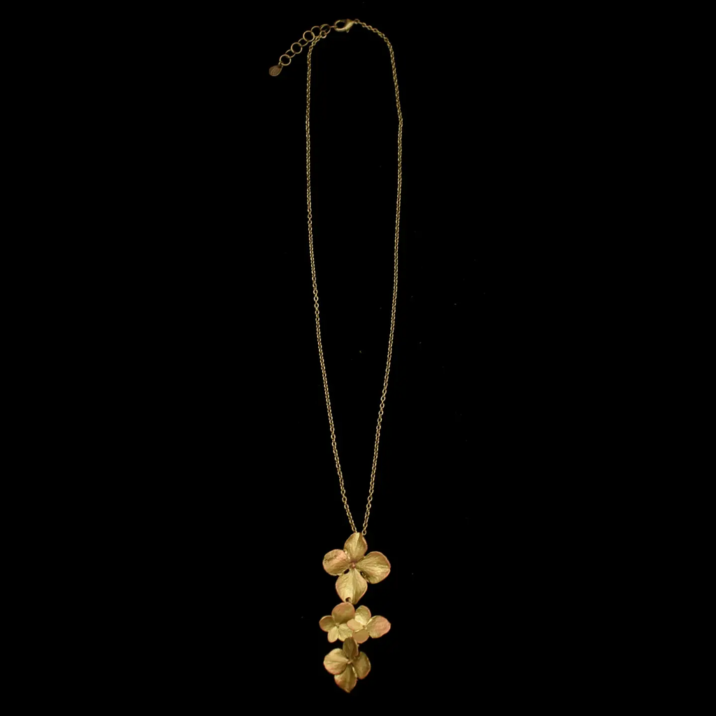 Hydrangea Triple Petal 16 Inch Adjustable Pendant Necklace by Michael Michaud