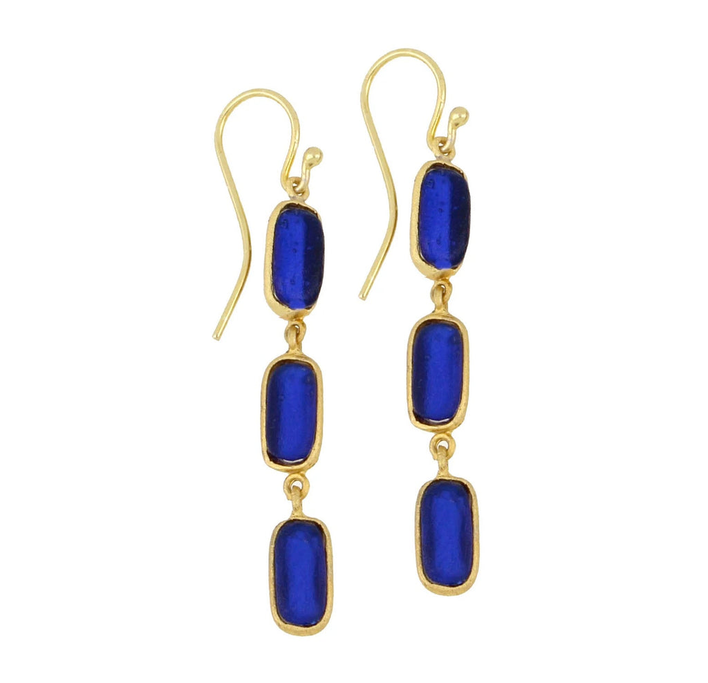 Cobalt Bubble Diamonds Post Earrings by Michael Michaud