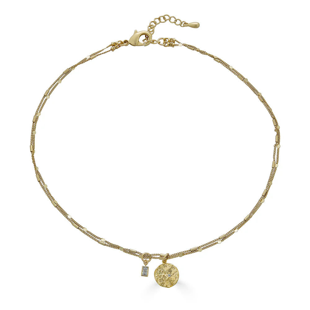 Gold Delicate Hammered Coin Necklace by Loni Paul