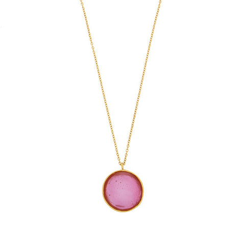 Bubble 16 Inch Adjustable Dainty Pendant Necklace - Pink by Michael Michaud