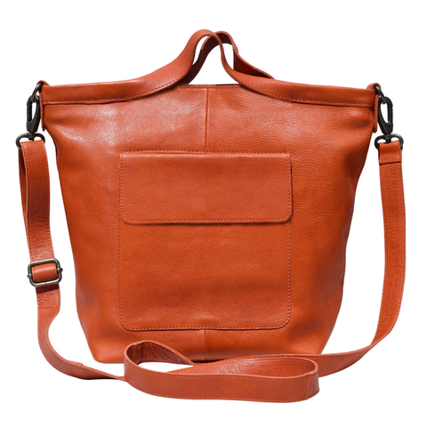 Bianca Leather Tote in Orange