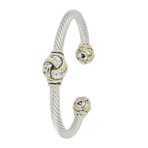 Infinity Love Knot Jewelry Collection - Pav&eacute; Center Love Knot Wire Cuff Bracelet by John Medeiros