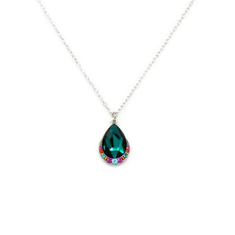 Emerald Simple Drop Wide Pendant Necklace by Firefly Jewelry