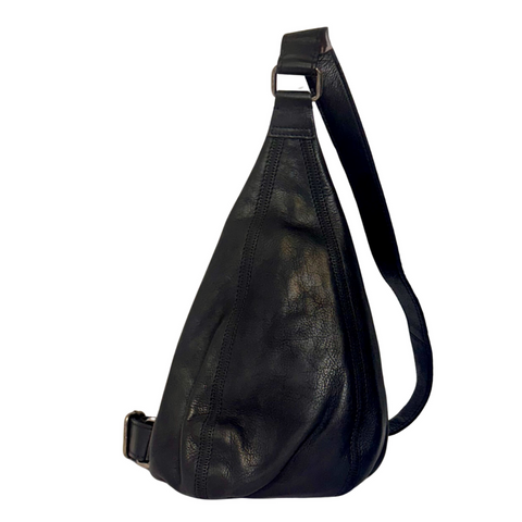Hippie Small Leather Sling in Black