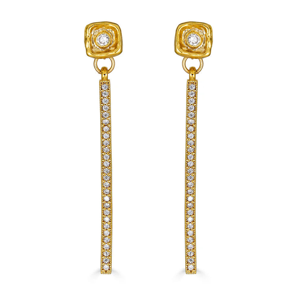 Gold Crystal Bar Earrings by Loni Paul