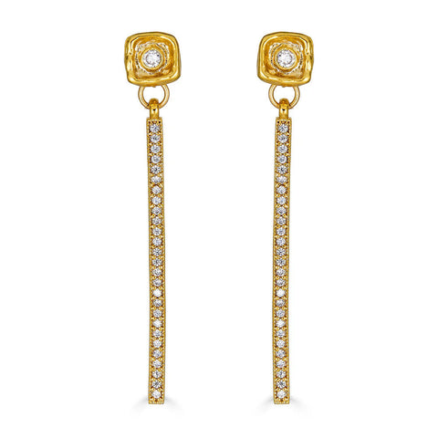 Gold Crystal Bar Earrings by Loni Paul