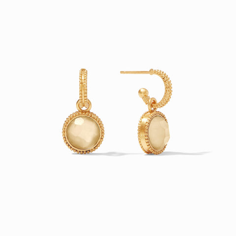 Fleur-de-Lis Hoop &amp; Charm Earrings in Iridescent Champagne by Julie Vos