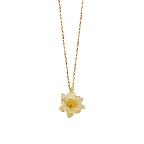 Water Lily 16 Inch Adjustable Flower in Clear and Gold Necklace by Michael Michaud