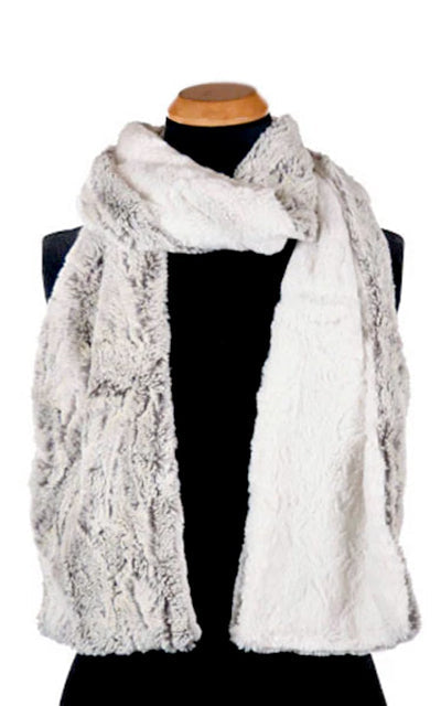 Khaki with Cuddly Ivory Luxury Faux Fur Scarf