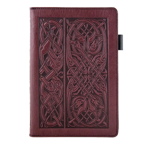 Celtic Hounds Mini Leather Portfolio in Wine