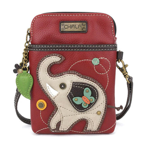 Gray Elephant Cellphone Crossbody in Burgundy