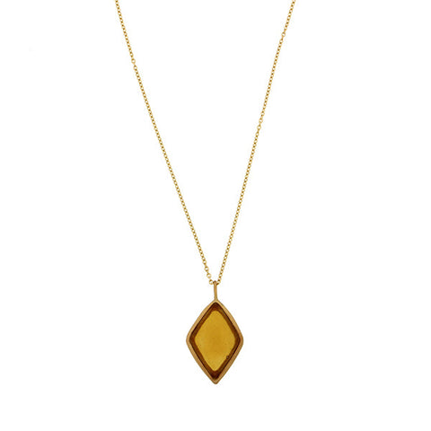 Bubble Diamond 16 Inch Adjustable Large Pendant Necklace - Amber by Michael Michaud