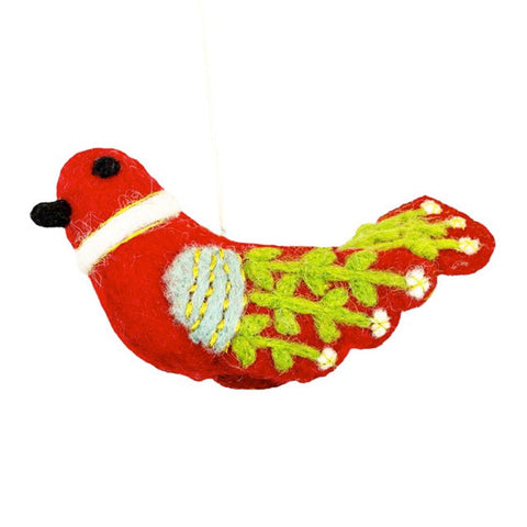 Bella Bird in Red Wool Ornament