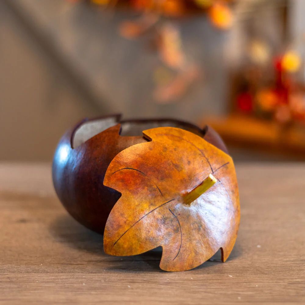 Rustic Leaf Keepsake Gourd Box