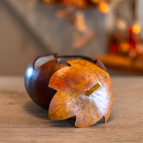 Rustic Leaf Keepsake Gourd Box