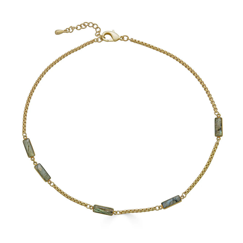 Labradorite Baguette Short Necklace by Loni Paul