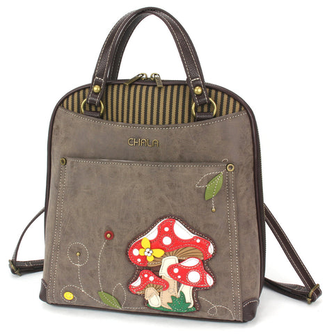 Mushroom Convertible Backpack Purse in Stone Gray by Chala