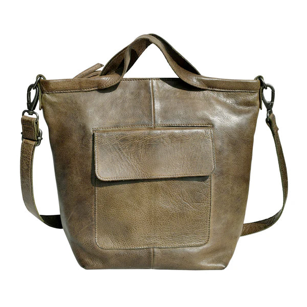 Bianca Leather Tote in Moss