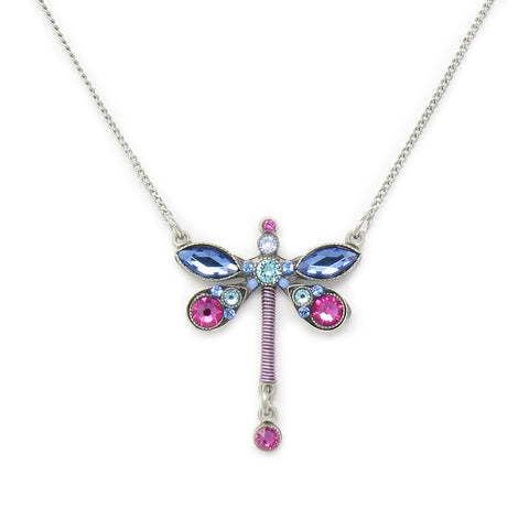 Sapphire Dragonfly Petite Pendant Necklace by Firefly Jewelry