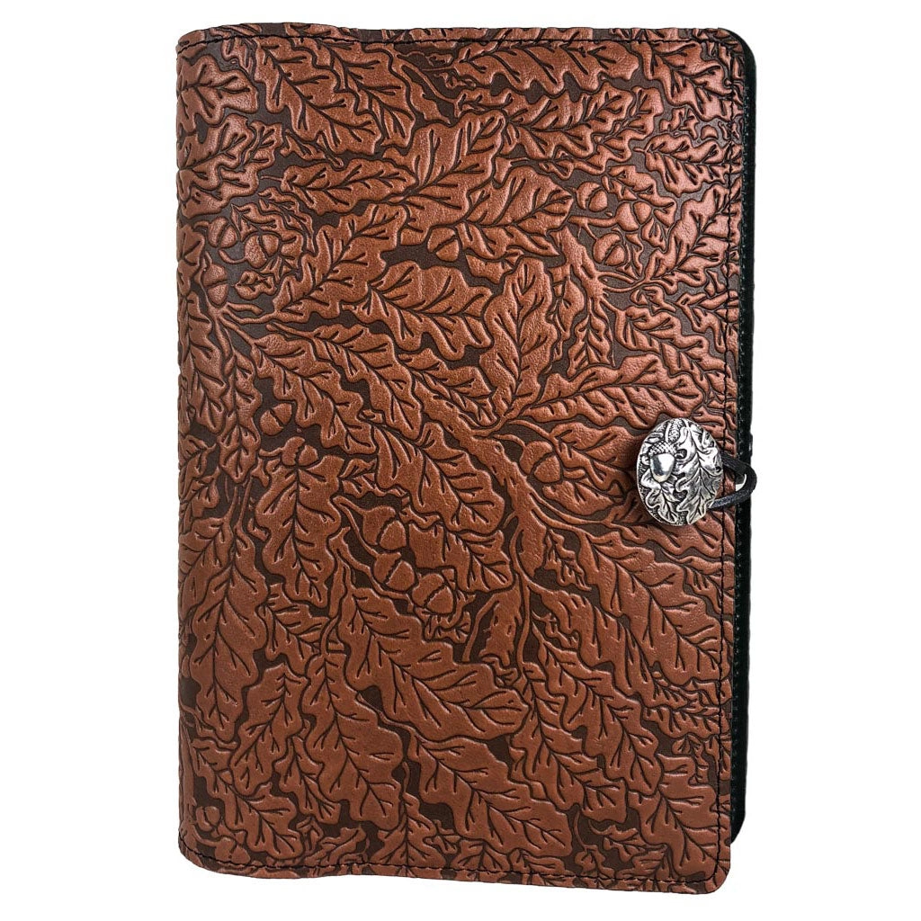 Large Leather Journal - Oak Leaves in Saddle