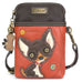 Chihuahua Cellphone Crossbody in Dark Brown and Orange