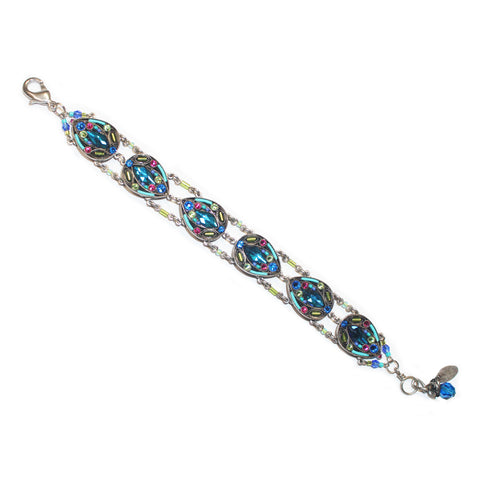 Bermuda Blue Organic Leaf Large Drop Bracelet by Firefly Jewelry