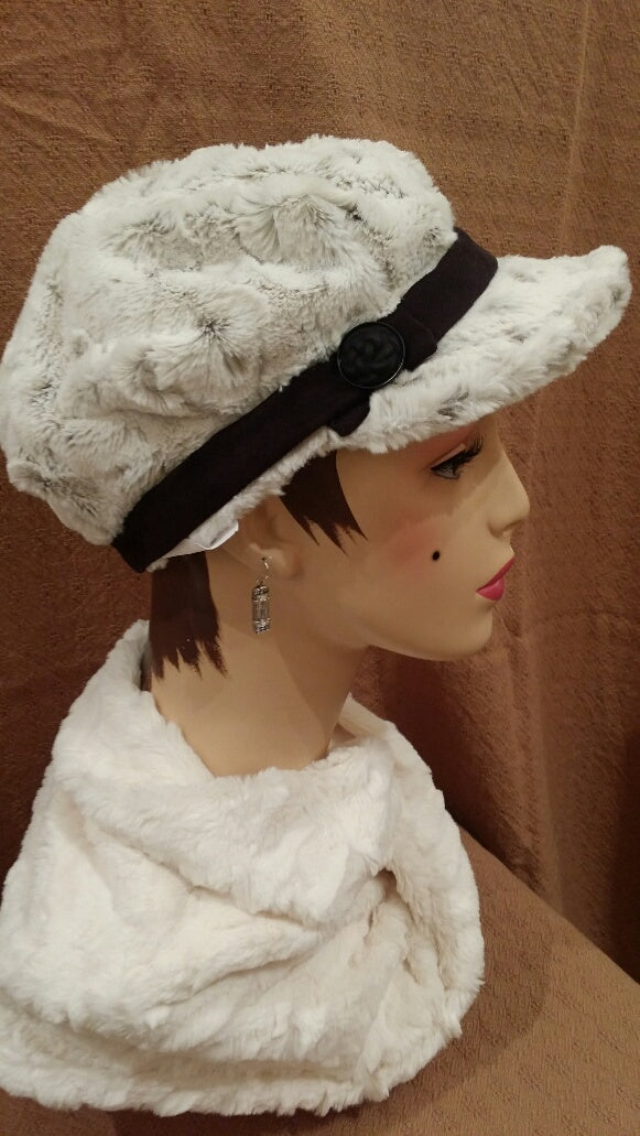 Winter Frost Luxury Faux Fur Valerie Hat with Button Band: Size Medium