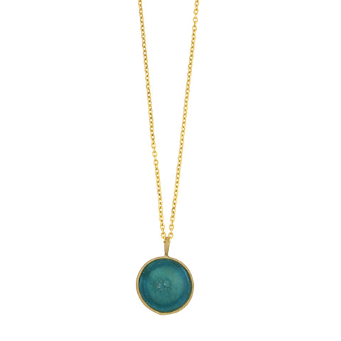 Under the Sea 16 Inch Adjustable Small Sea Urchin Pendant Necklace - Turquoise by Michael Michaud