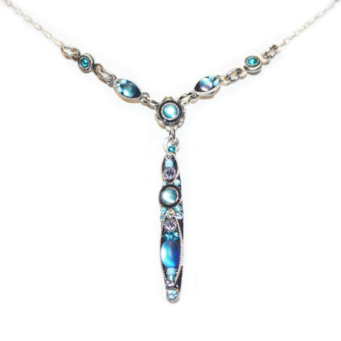 Light Blue Moonlight Linear Y Necklace by Firefly Jewlery