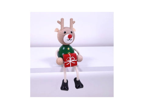 Reindeer with Gift Handcrafted Wooden Figure