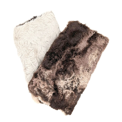 Mocha with Cuddly Sand Luxury Faux Fur Fingerless Gloves