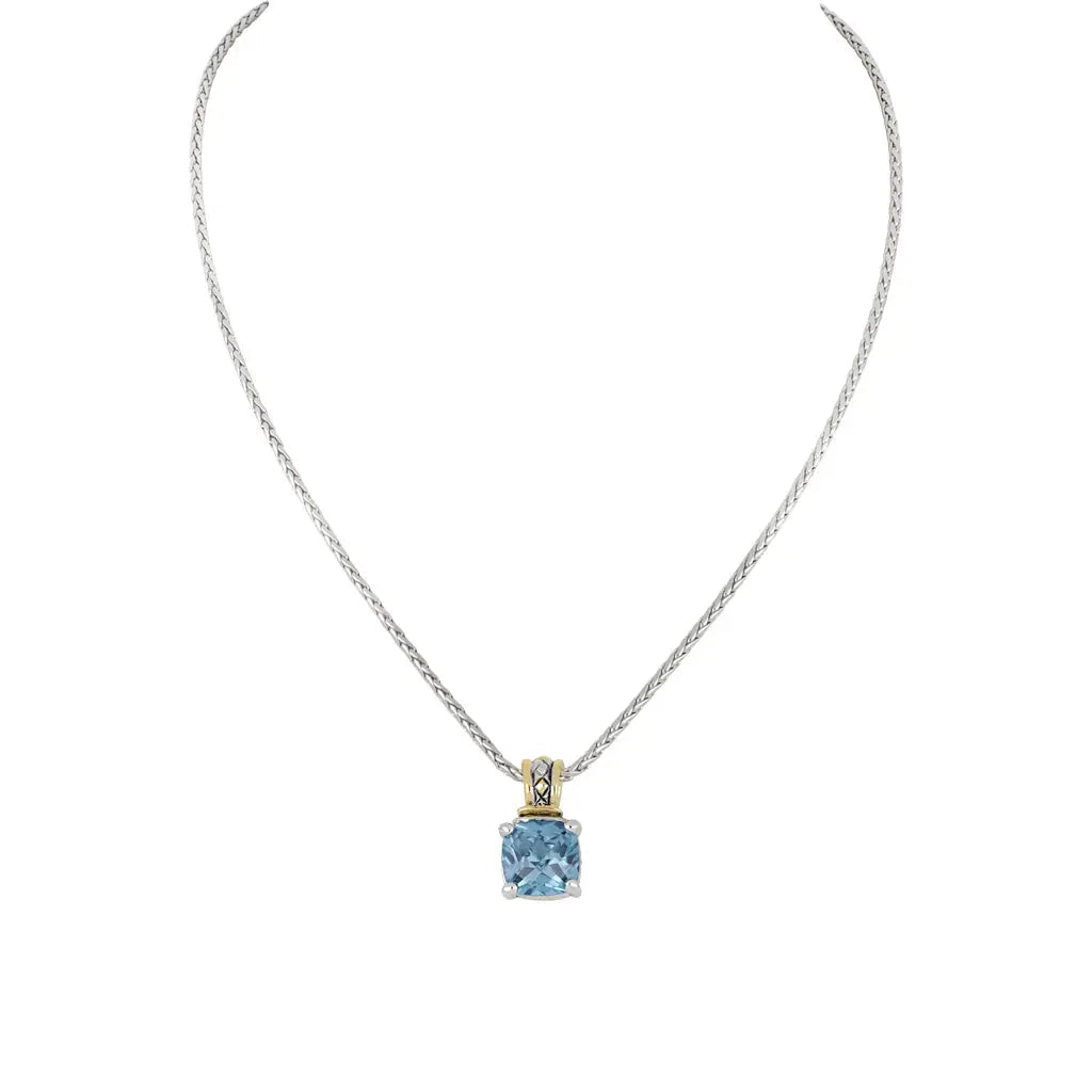 Beijos Cor - Aqua Cushion Cut Pendant Necklace by John Medeiros