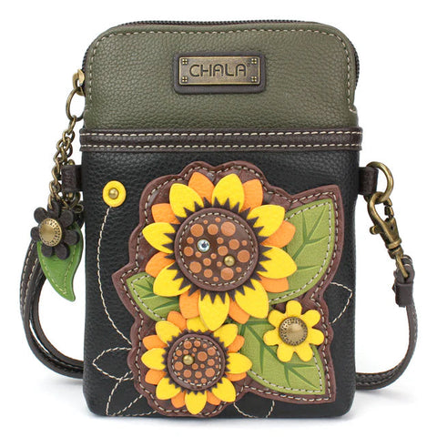 Sunflower Group Cellphone Crossbody in Black