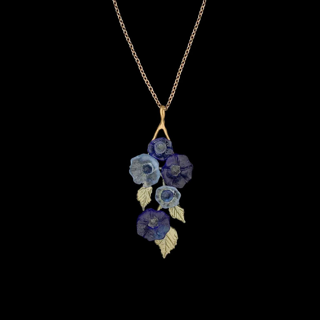 Morning Glory Long Pendant Necklace 16 Inch Adjustable by Michael Michaud