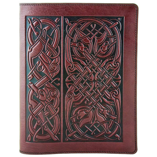 Celtic Hounds Leather Composition Notebook in Wine