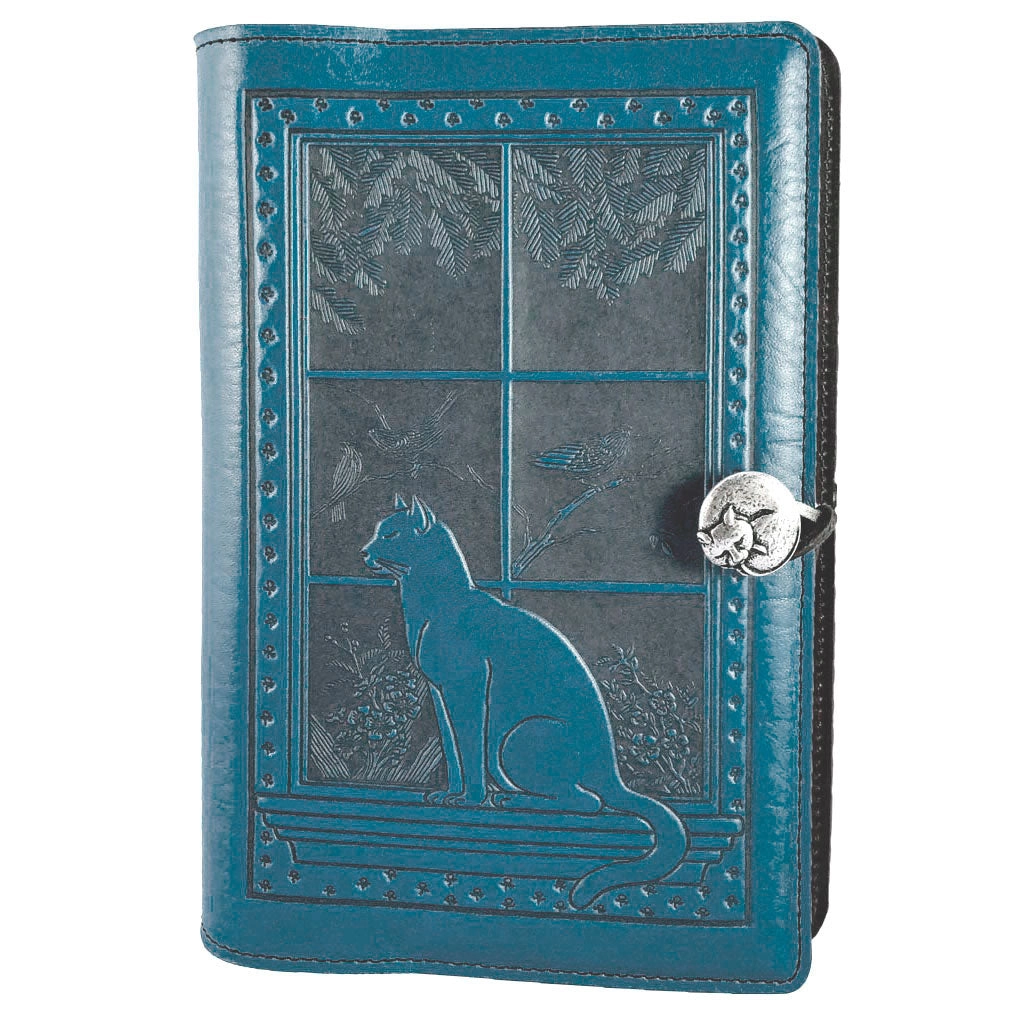 Large Leather Journal - Cat in Window in Saddle