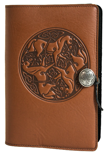 Large Leather Journal - Celtic Horses in Saddle