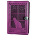 Cat in Window Small Leather Journal in Orchid