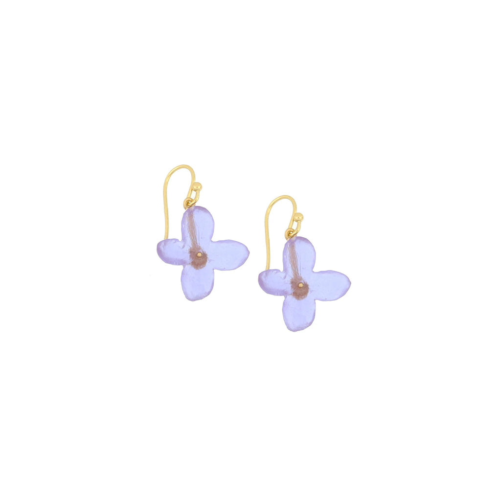 Delicate Hydrangea Single Drop Wire Earrings by Michael Michaud