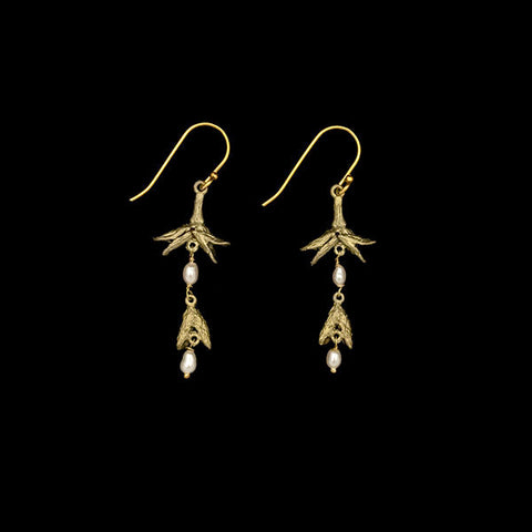 Burning Bush Pod Dangle Wire Earrings by Michael Michaud