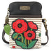 Red Poppy Cellphone Crossbody in Gray Stripe by Chala