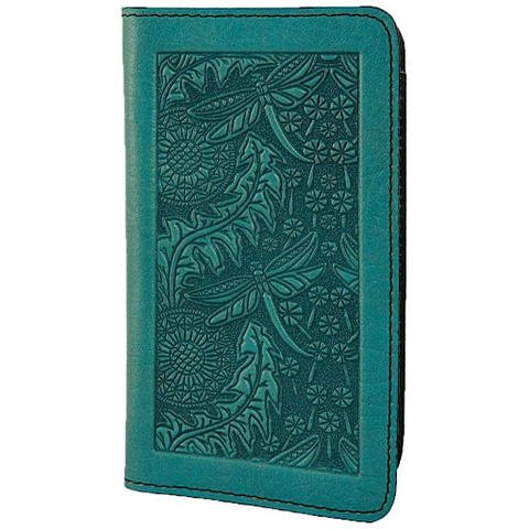 Dandelion Dragonfly Leather Checkbook in Teal