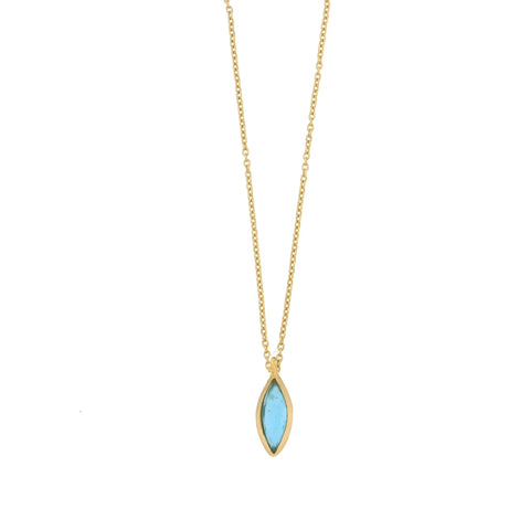 Turquoise Marquise 16 Inch Adjustable Dainty Pendant Necklace by Michael Michaud