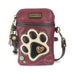 Paw Print Cellphone Crossbody in Ivory with Maroon by Chala