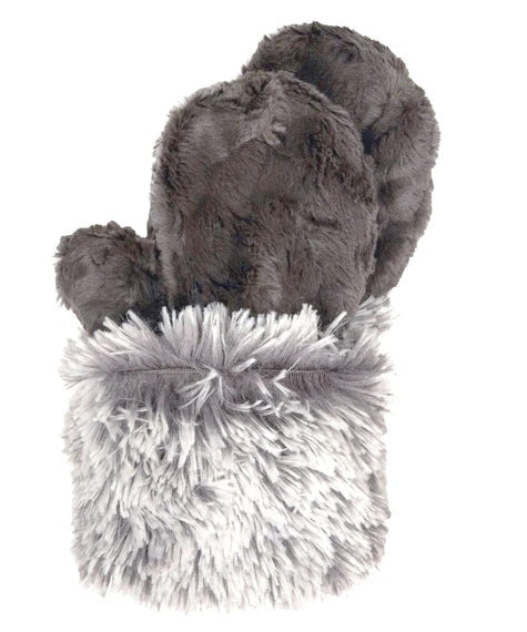 Pearl Fox with Cuddly Gray Luxury Faux Fur Mittens